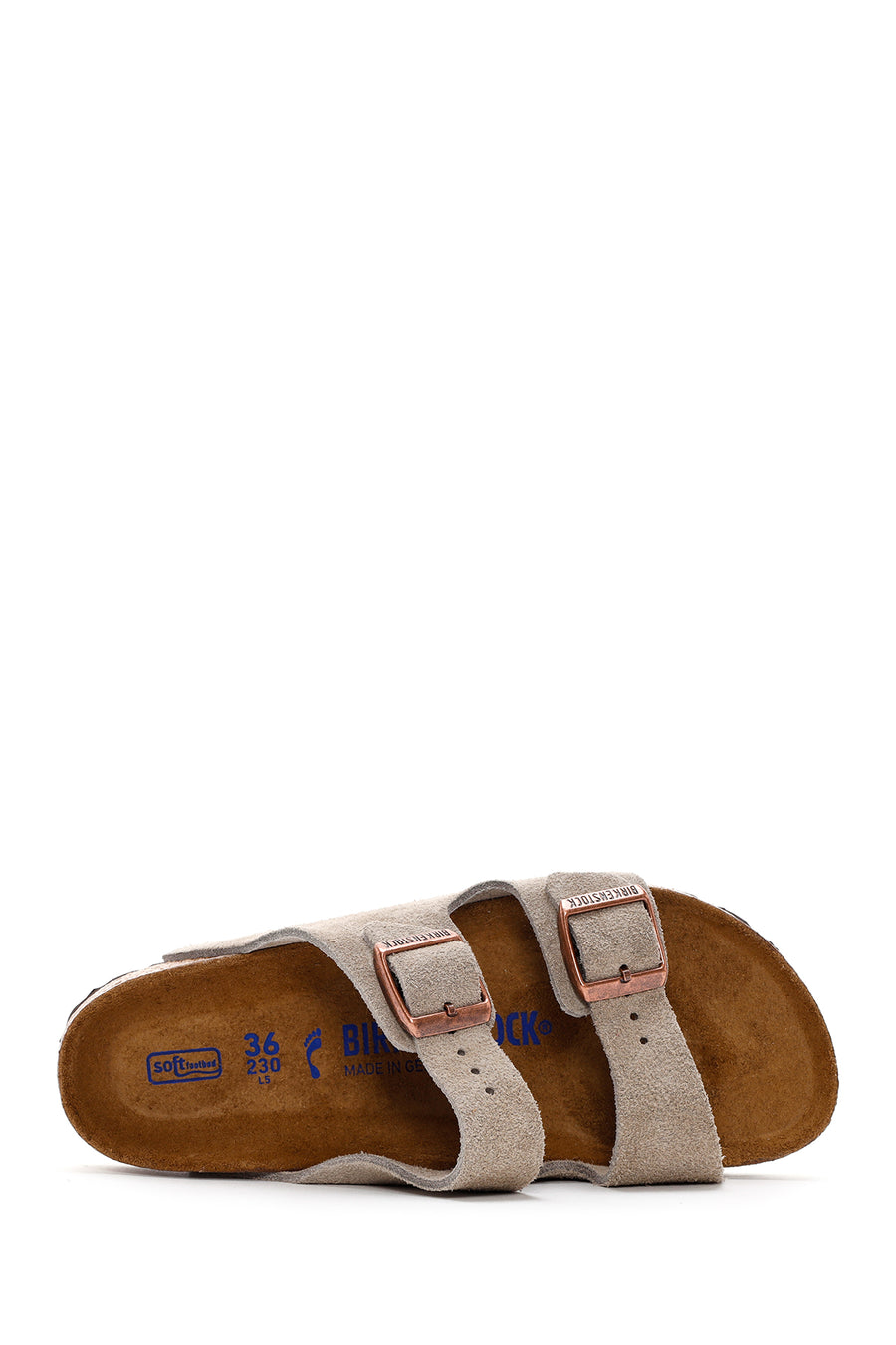 Birkenstock Women's Mink Suede Leather Double Buckle Arizona Sfb Flat Slippers