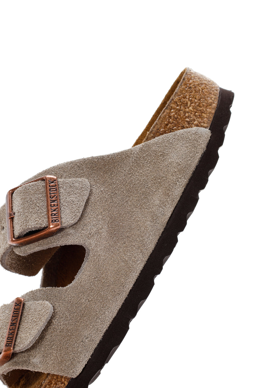 Birkenstock Women's Mink Suede Leather Double Buckle Arizona Sfb Flat Slippers