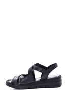 Women's Black Leather Comfort Sandals | Derimod
