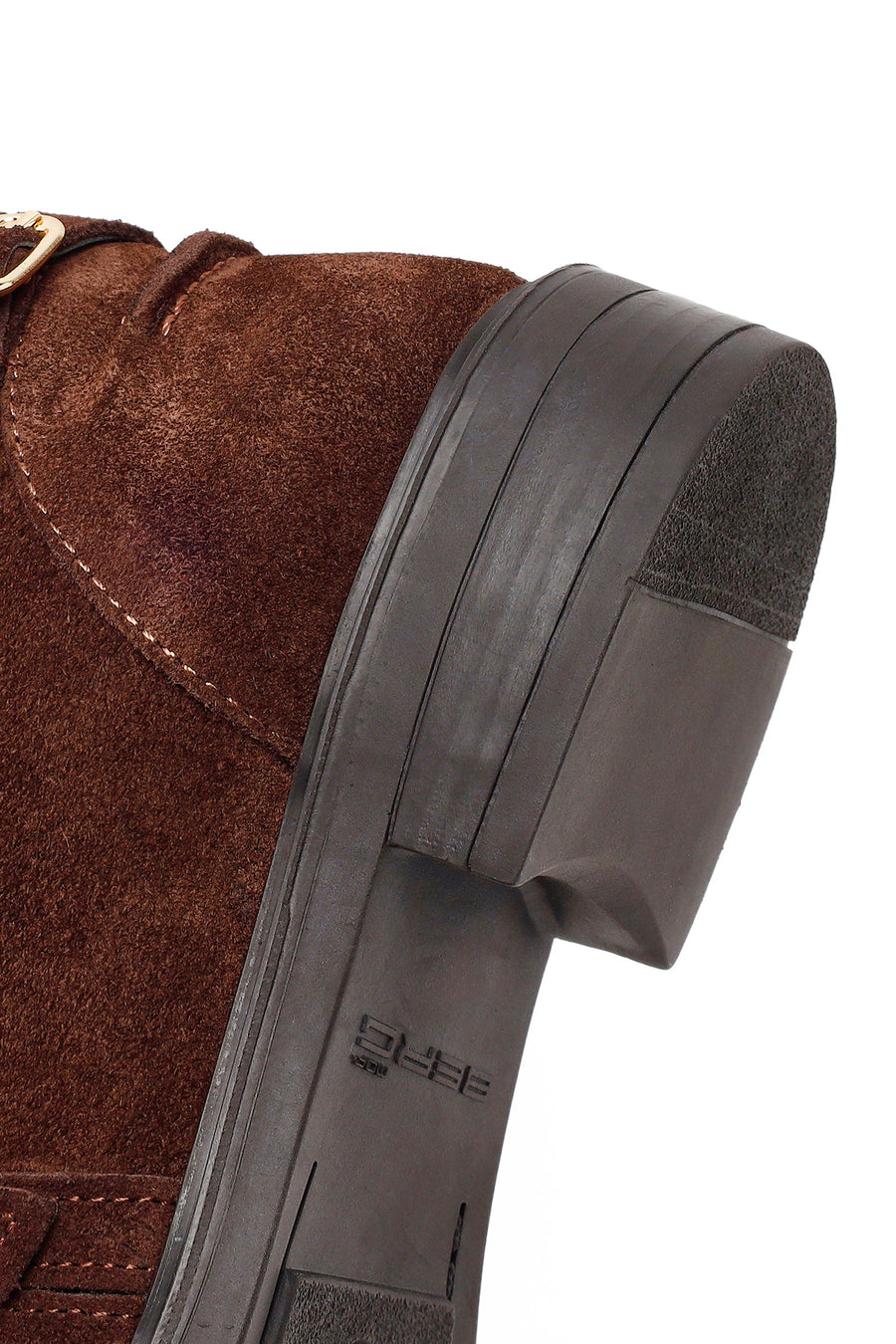 Woman Brown Buckled Suede Boots