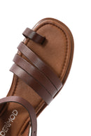Kadın Kahverengi Bilekten Bağlamalı Parmak Arası Deri Bodrum Sandalet | Derimod