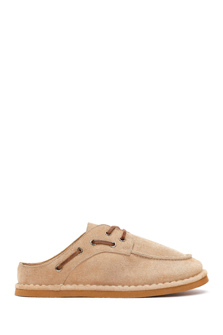 Women's Beige Suede Leather Slippers 26PFD150810 | Derimod