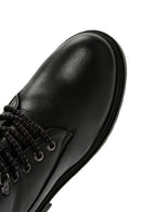 Women's Black Zippered Leather Boots | Derimod