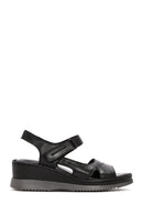 Women's Black Thick Sole Ankle Strap Leather Comfort Sandals | Derimod