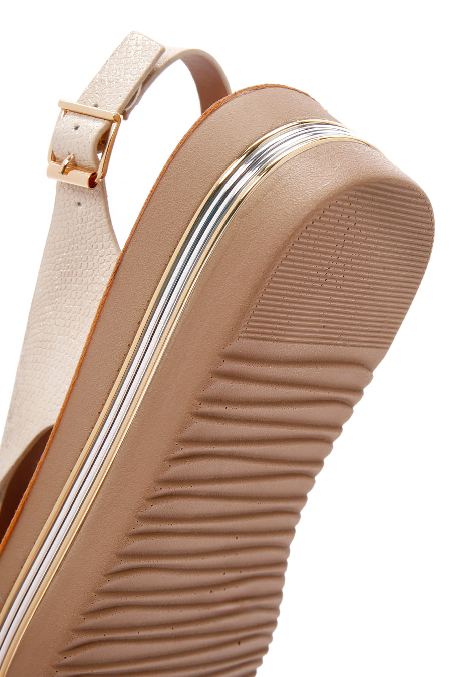 Women's Gold Ankle Strap Thick Soled Metallic Sandals
