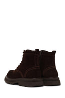 Male Brown Lace-Up Zip Closure Thick-Soled Suede Casual Boots | Derimod