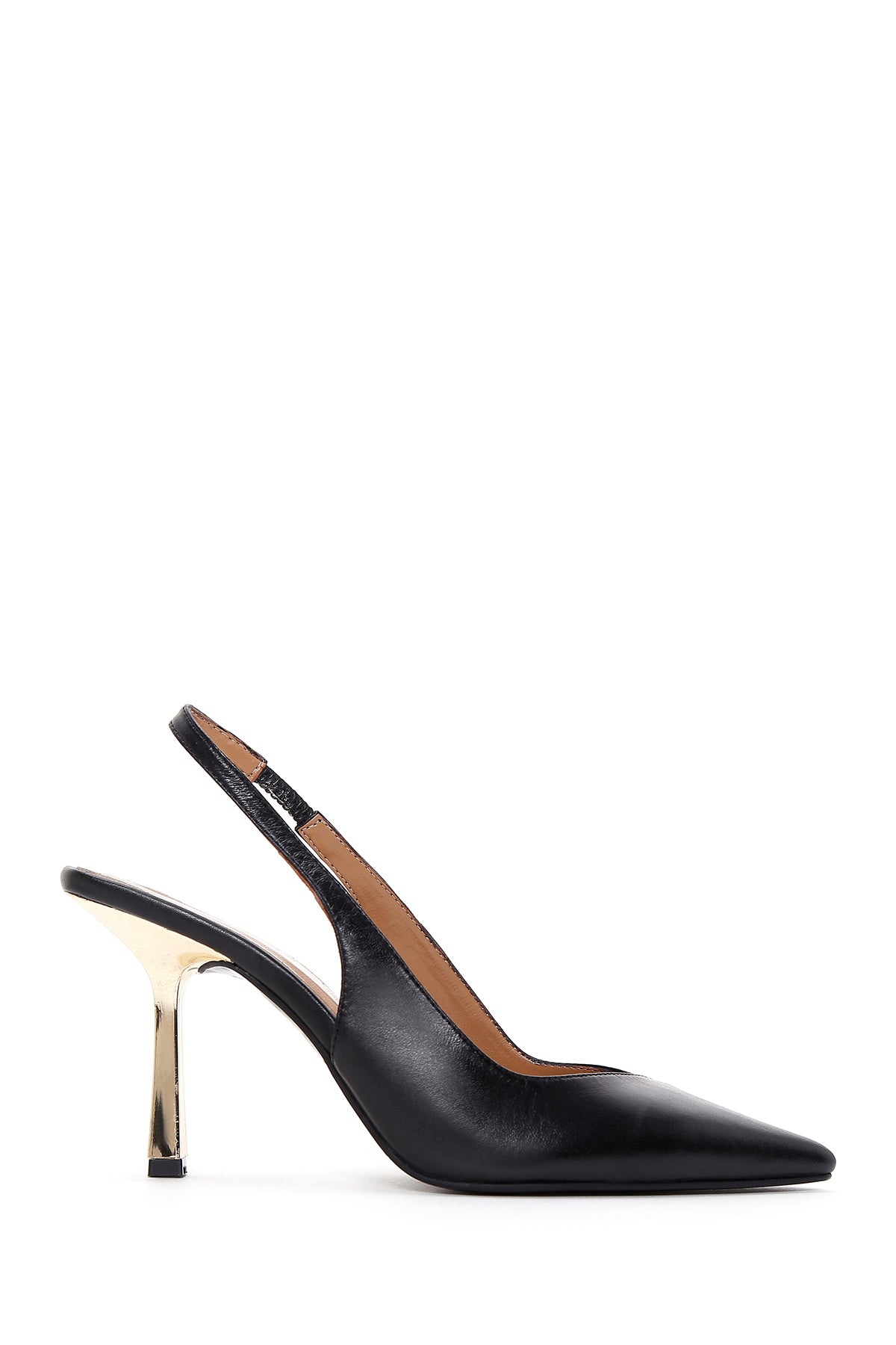 Kadın Siyah Metal Topuklu Arkası Açık Ayakkabı 23SFD161618 | Derimod