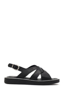 Kadın Siyah Tokalı Deri Sandalet | Derimod