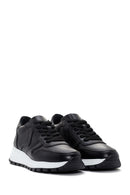 Women's Black Thick Soled Leather Sneaker | Derimod