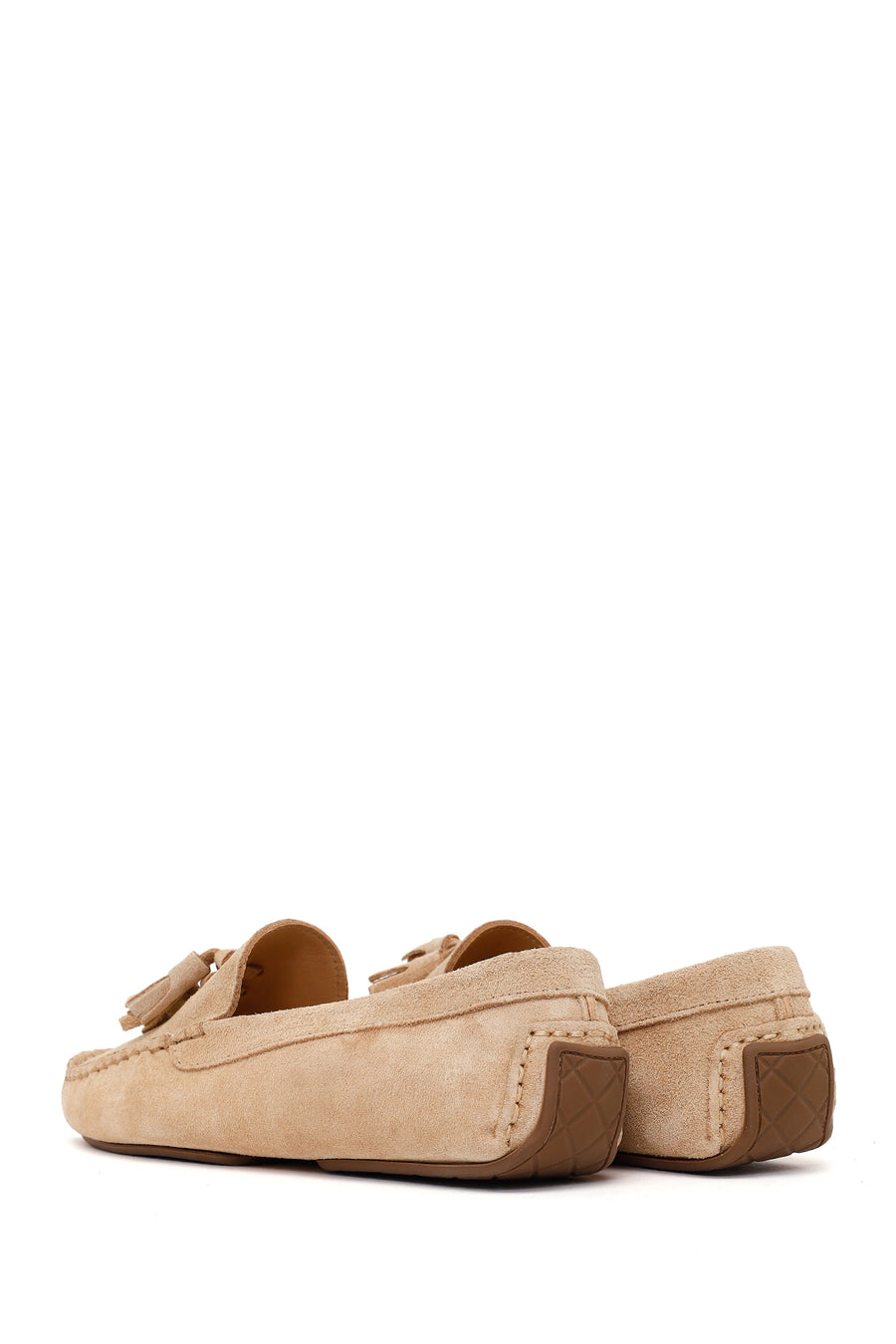 Woman Beige Fringed Suede Loafer