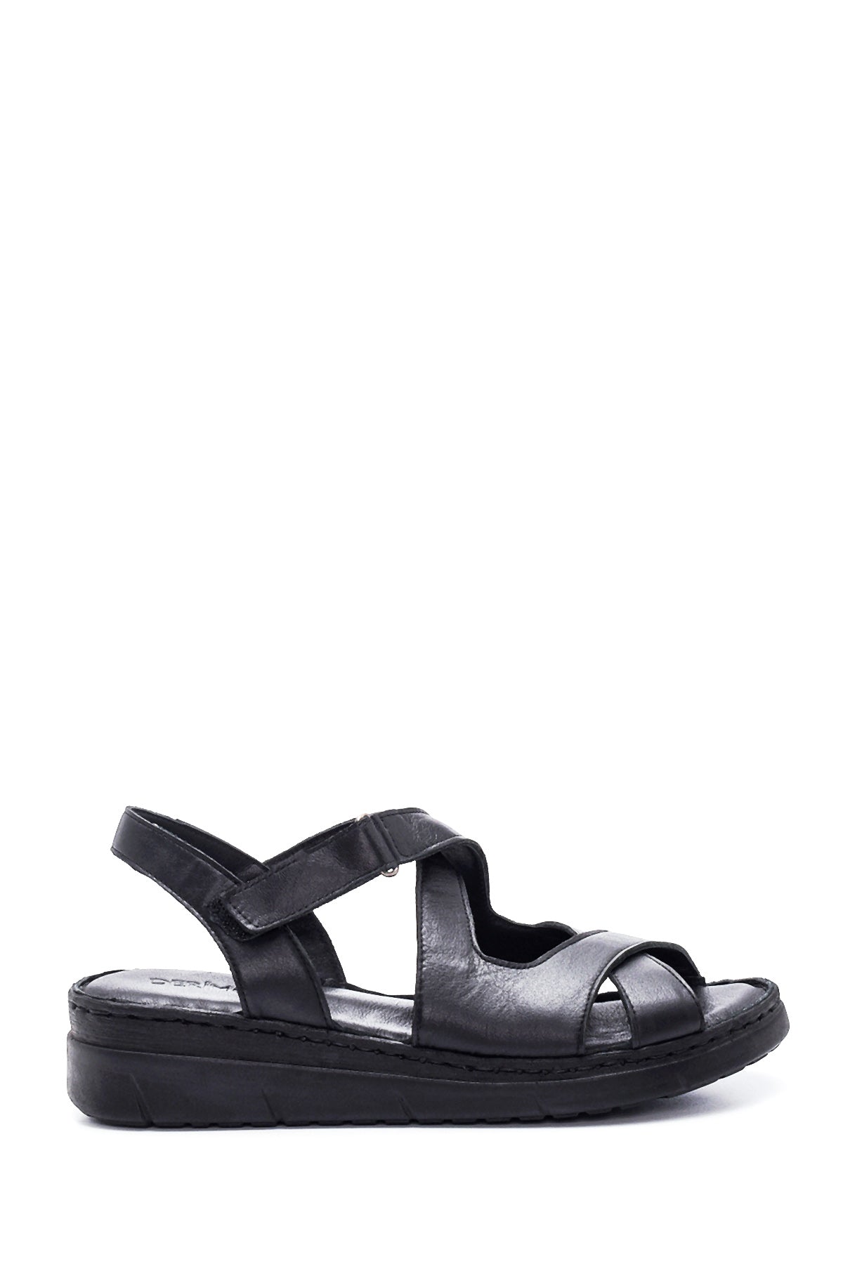 Women's Black Leather Comfort Sandals 22SFD341218 | Derimod
