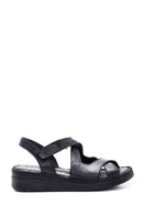 Women's Black Leather Comfort Sandals | Derimod