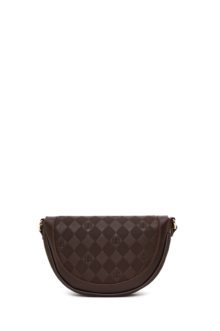 Woman Brown Long-Strap Printed Mini Crossbody Bag