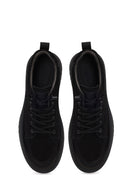 Erkek Siyah Bağcıklı Kalın Tabanlı Nubuk Deri Sneaker | Derimod
