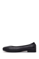 Woman Black Leather Ballet Flat | Derimod