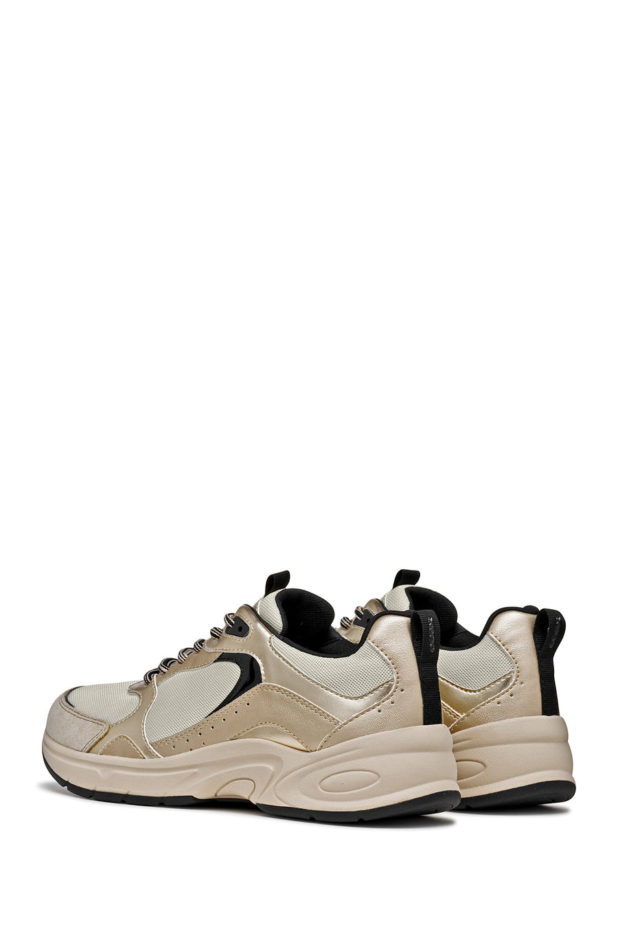 Geox Kadın Bej D Zarvıa A - Mesh+Pearl.Gbk Bağcıklı Kalın Tabanlı Deri Sneaker
