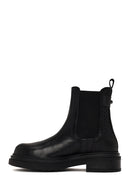 Woman Black Thick-Soled Leather Chelsea Boots | Derimod