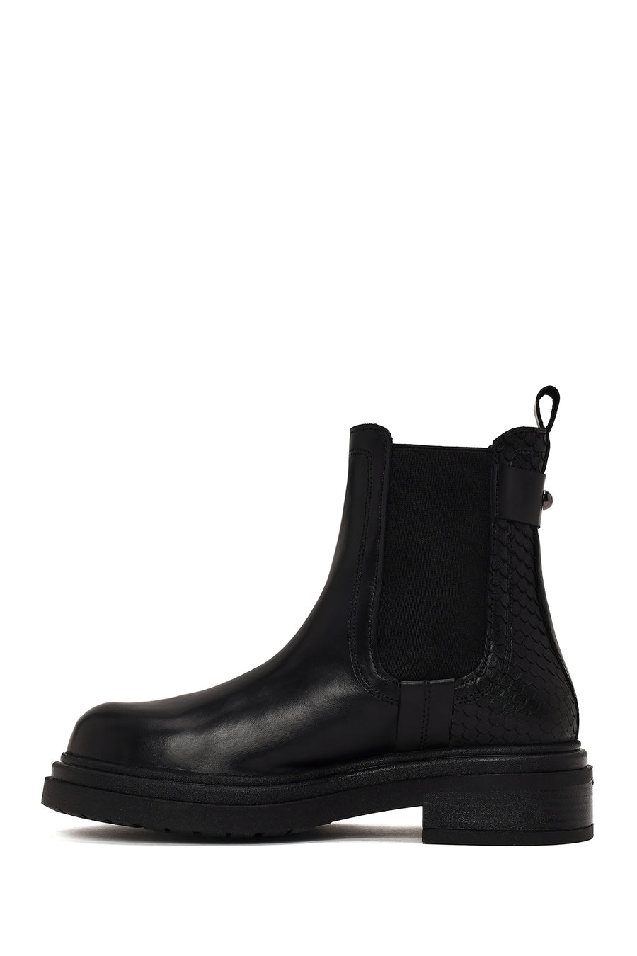 Woman Black Thick-Soled Leather Chelsea Boots