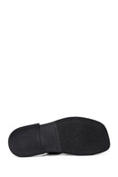 Women's Black Leather Comfort Slippers | Derimod