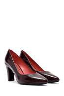 Derimod Gritti Women's Burgundy Thick Heel Patent Leather Stiletto | Derimod