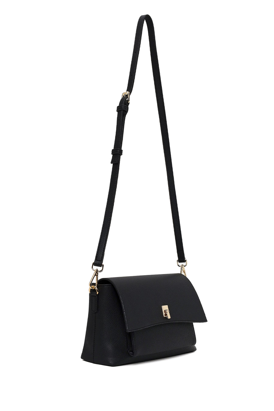Woman Black Long-Strap Classic Crossbody Bag