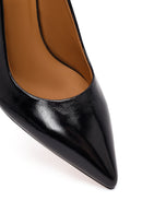 Women's Black Ankle Buckle Open Back Thin Heel Patent Leather Shoes | Derimod
