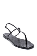 Women's Crocodile Leather Flip Flops Sandals | Derimod