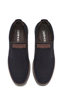 Men's Navy Blue Nubuck Leather Casual Loafer | Derimod