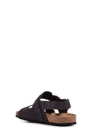 Geox Men's Black Ghita Nubuck Leather Sandals | Derimod