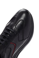 Erkek Siyah Bağcıklı Kalın Tabanlı Deri Casual Sneaker | Derimod
