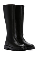 Women's Black Zippered Leather Boots | Derimod