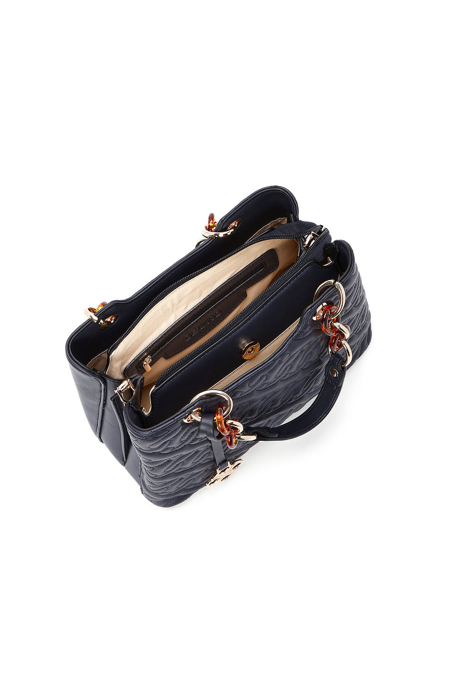 Women's Navy Blue Long Strap Quilted Classic Handbag