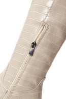 Women's Beige Crocodile Patterned Heeled Boots | Derimod