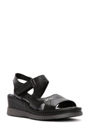 Women's Black Thick Sole Ankle Strap Leather Comfort Sandals | Derimod