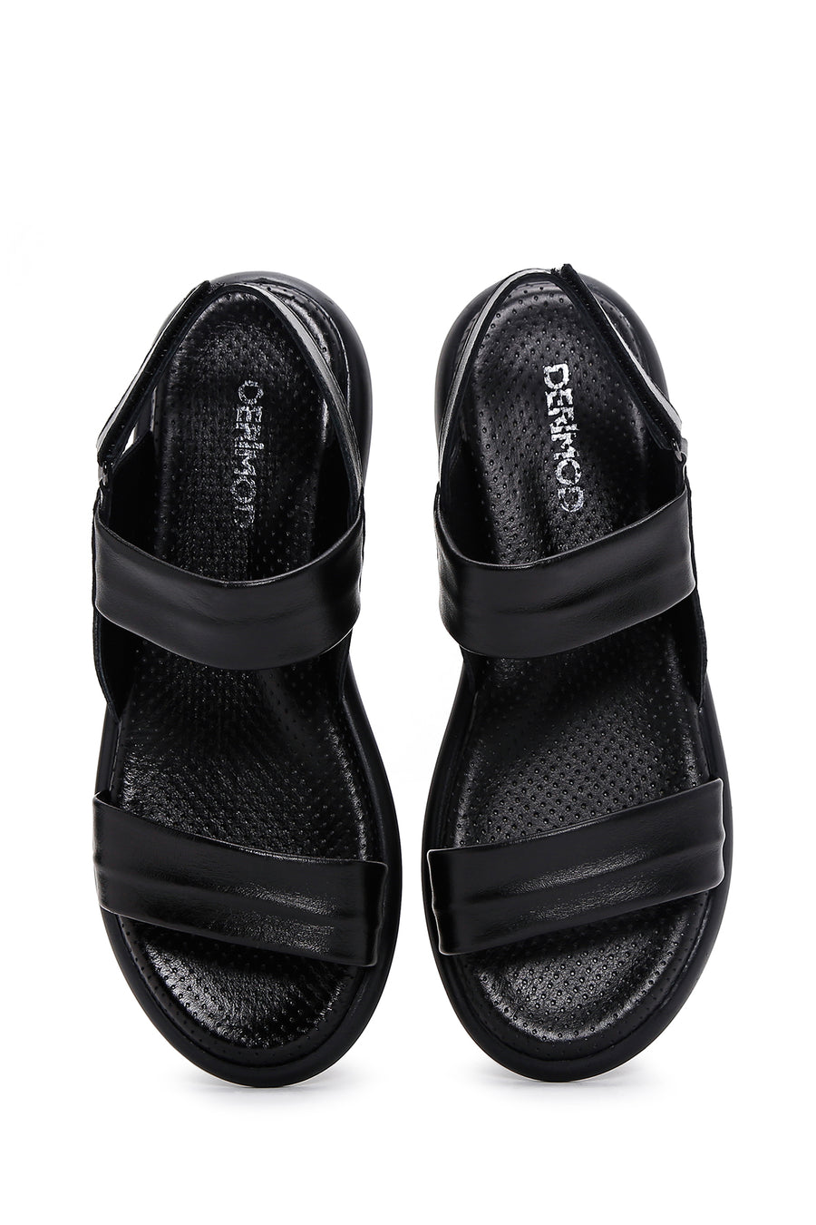 Kadın Siyah Deri Comfort Sandalet