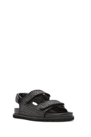 Women's Black Strappy Straw Sandals | Derimod