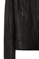 Prima Woman Black Short Leather Jacket | Derimod