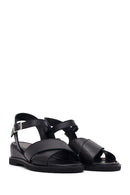 Women's Black Ankle Buckle Platform Leather Sandals | Derimod