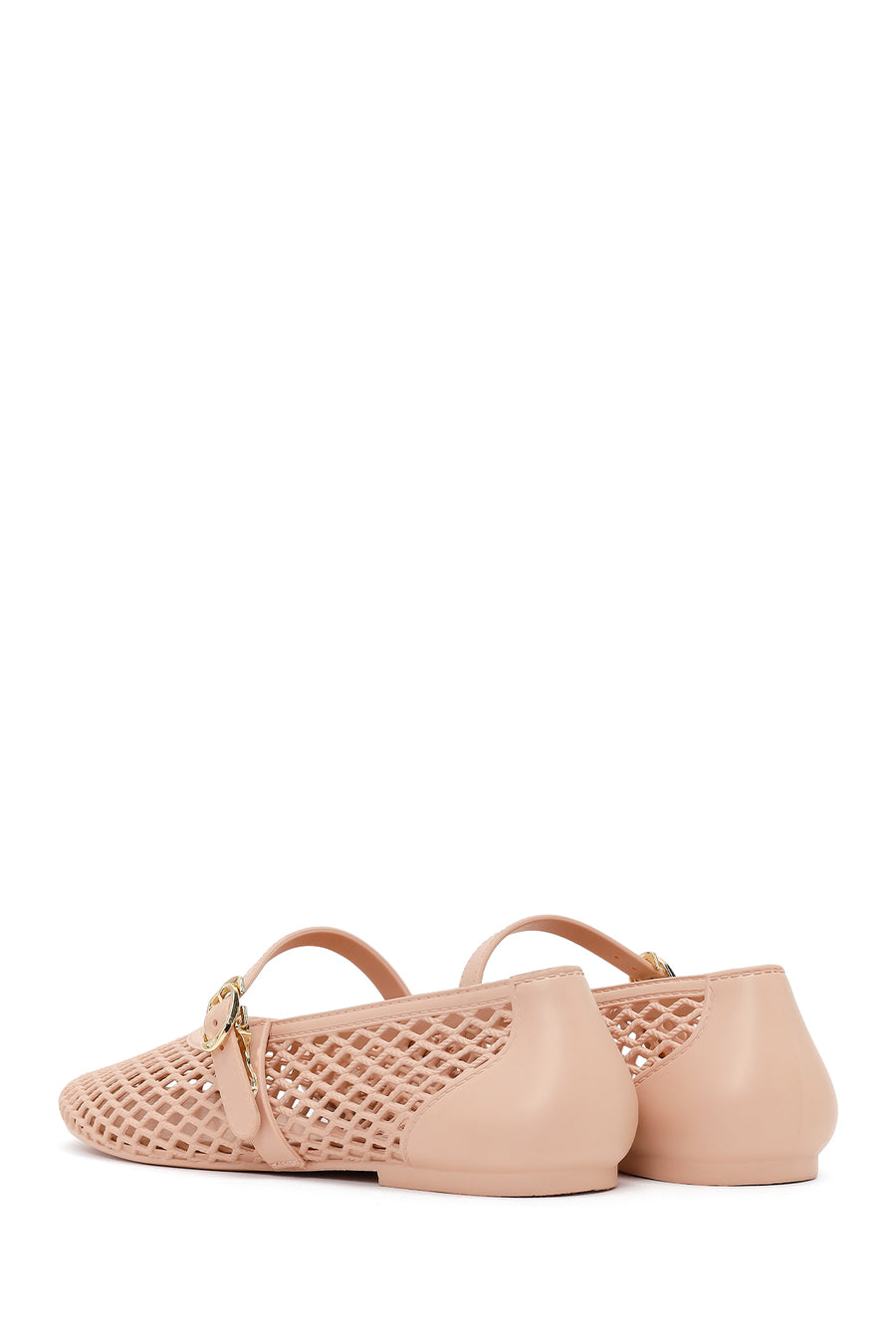 Women's Beige Buckled Jelly Ballerinas