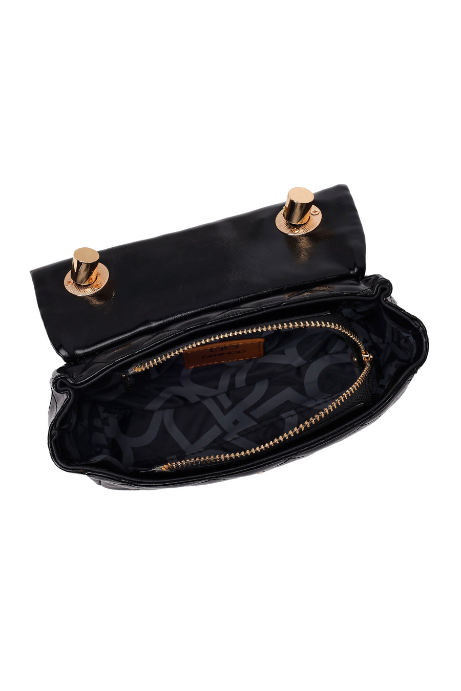 Woman Black Long-Strap Quilted Shoulder Bag