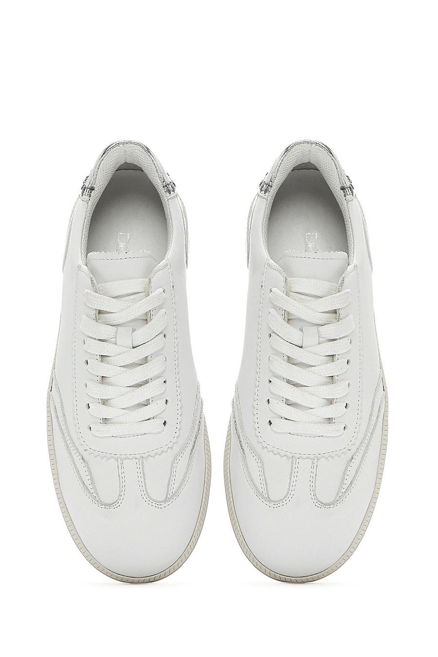 Women's White Lace-Up Leather Sneaker