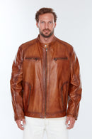 Alanzo(Plus) Men's Camel Leather Jacket | Derimod