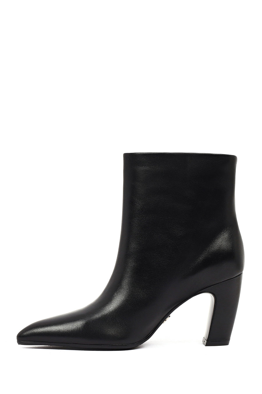 Women's Black Thick Heeled Leather Boots