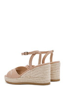 Kadın Bej Bilekten Tokalı Dolgu Topuklu Espadril Sandalet | Derimod