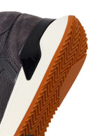 Erkek Gri Bağcıklı Kalın Tabanlı Deri Sneaker | Derimod