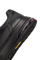 Men's Black Lace-Up Thick-Soled Leather Sneaker | Derimod
