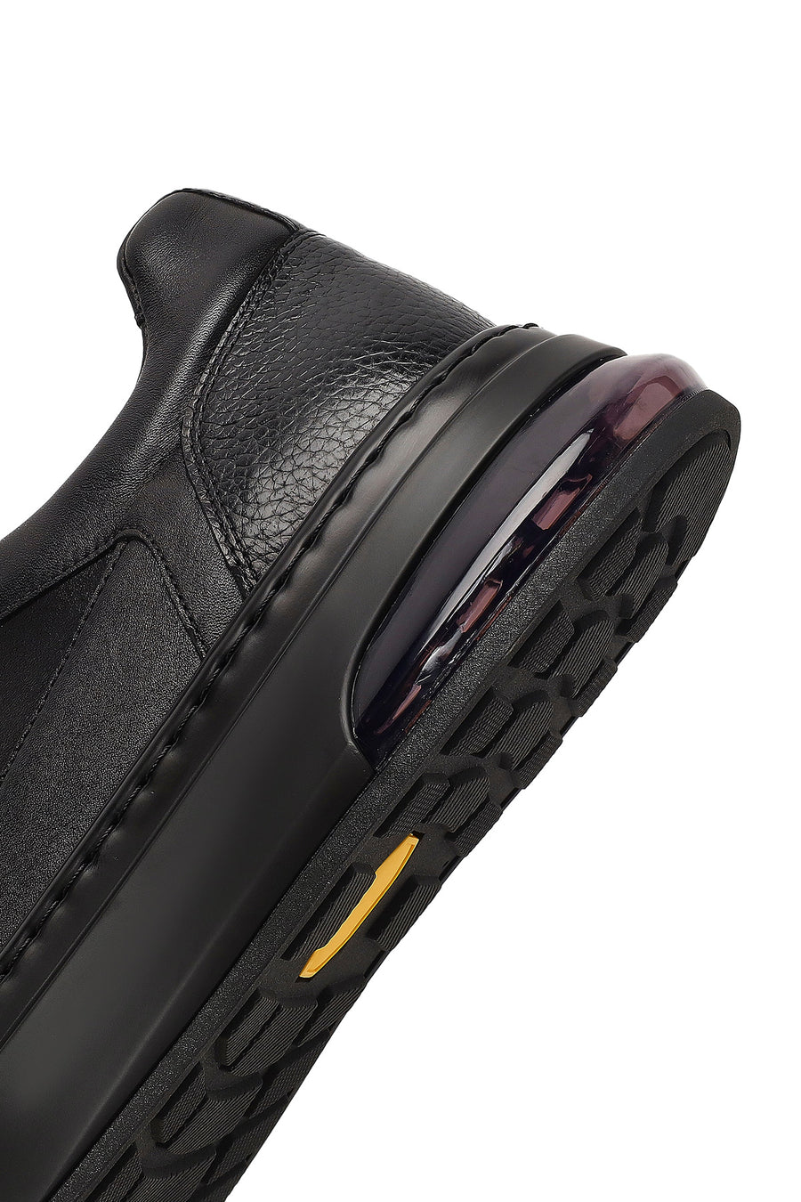Men's Black Lace-Up Thick-Soled Leather Sneaker