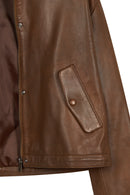 Vera Woman Brown Oversize Leather Jacket | Derimod