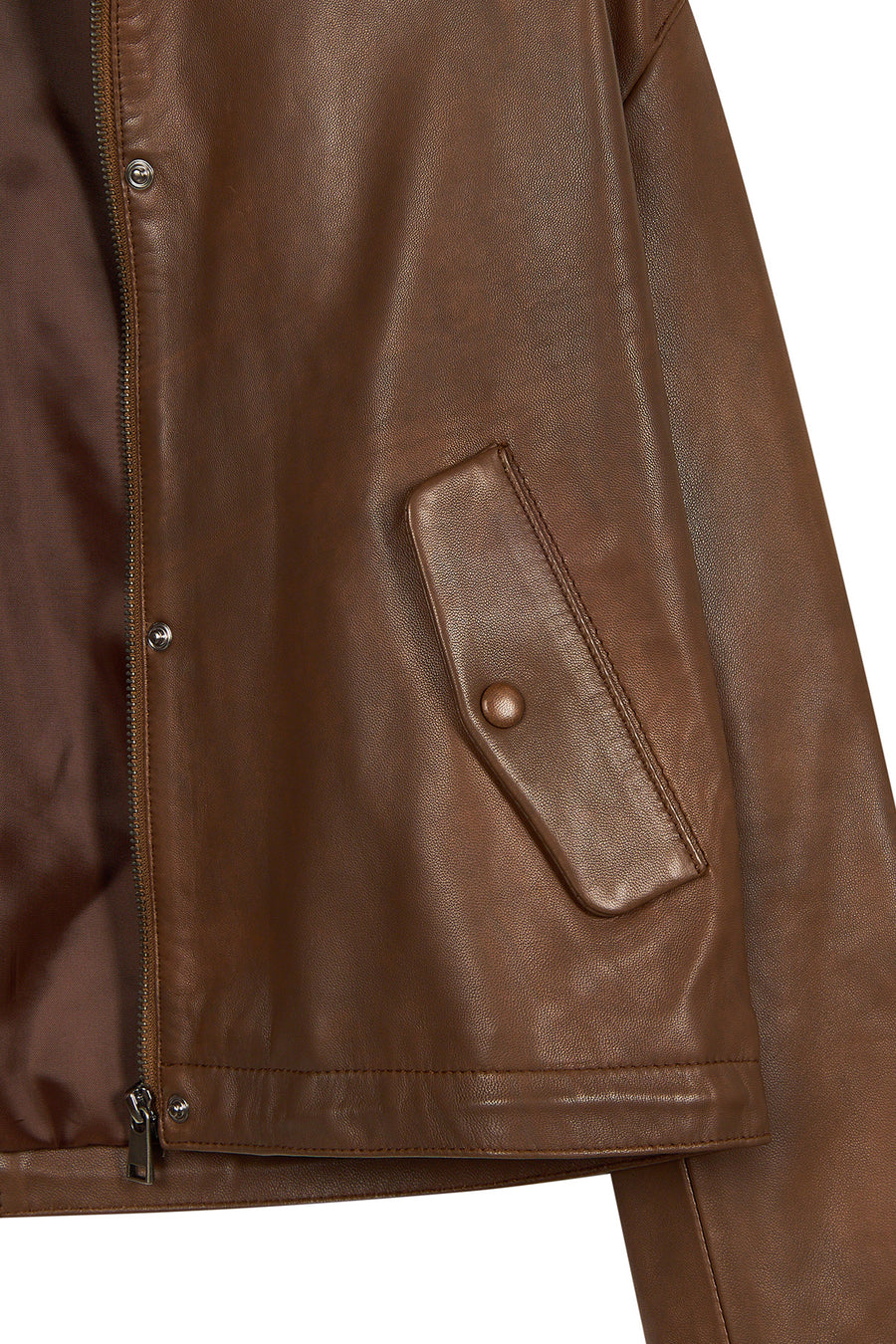 Vera Woman Brown Oversize Leather Jacket