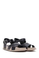 Women's Black Leather Comfort Sandals | Derimod